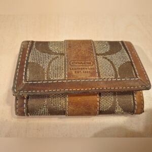 Coach Brown and Tan Key & Card Holder